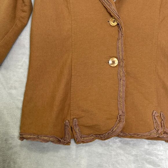 Nick & Mo Blazer Womens Large Brown Knit 3/4 Sleeve Embellished Anthropologie - Picture 4 of 10